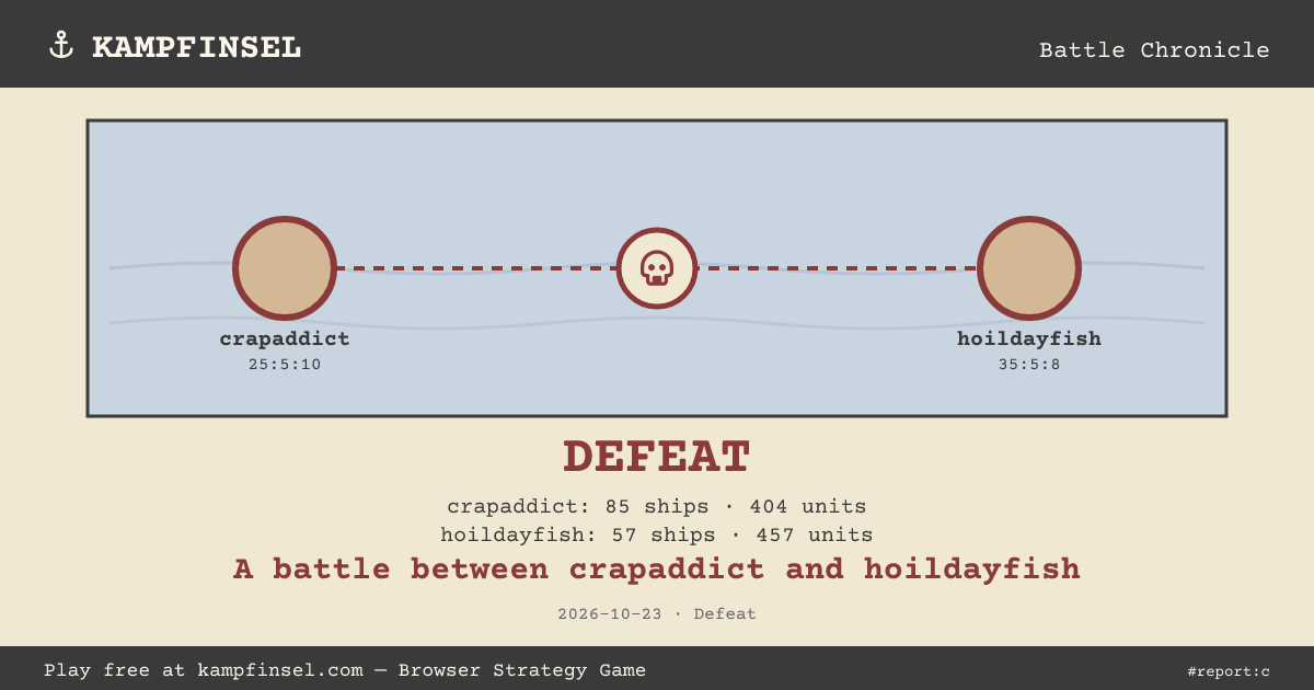 A battle between crapaddict and hoildayfish